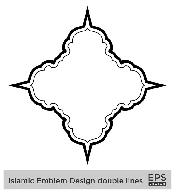 Amblème Islamique Design Lignes Doubles Silhouettes De Traits Noirs Design Pictogramme Symbole Illustration Visuelle