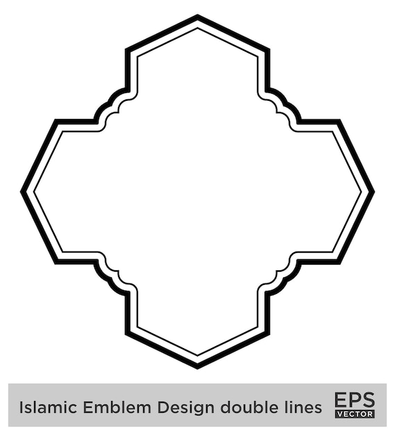 Vecteur amblème islamique design lignes doubles silhouettes de traits noirs design pictogramme symbole illustration visuelle