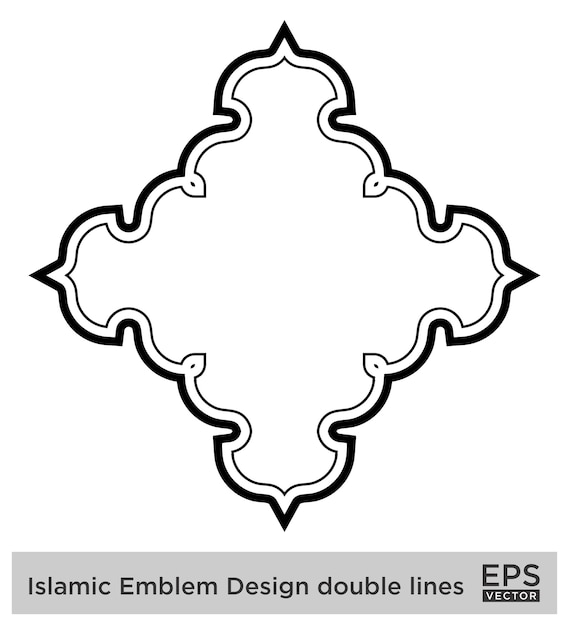 Vecteur amblème islamique design lignes doubles silhouettes de traits noirs design pictogramme symbole illustration visuelle