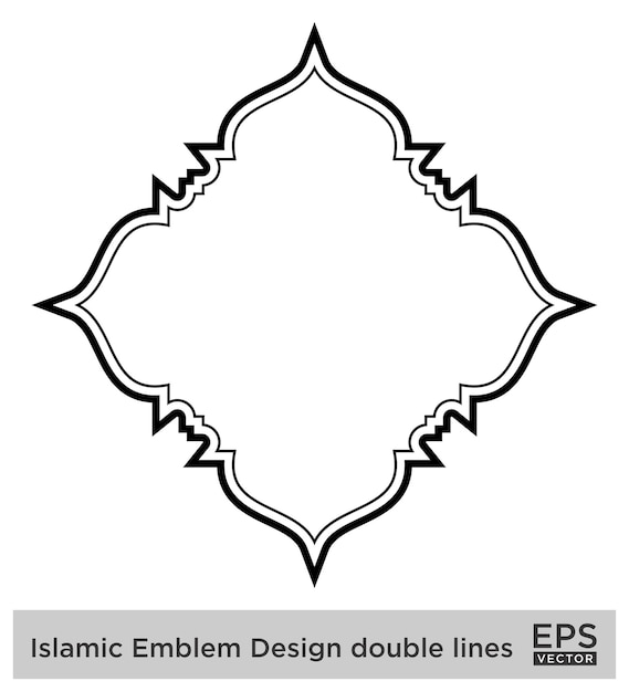 Amblème Islamique Design Lignes Doubles Silhouettes De Traits Noirs Design Pictogramme Symbole Illustration Visuelle