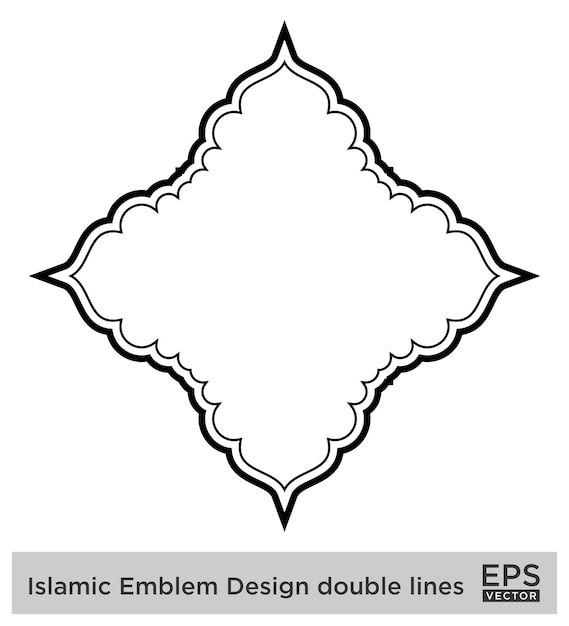 Vecteur amblème islamique design lignes doubles silhouettes de traits noirs design pictogramme symbole illustration visuelle