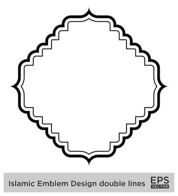 Vecteur amblème islamique design lignes doubles silhouettes de traits noirs design pictogramme symbole illustration visuelle