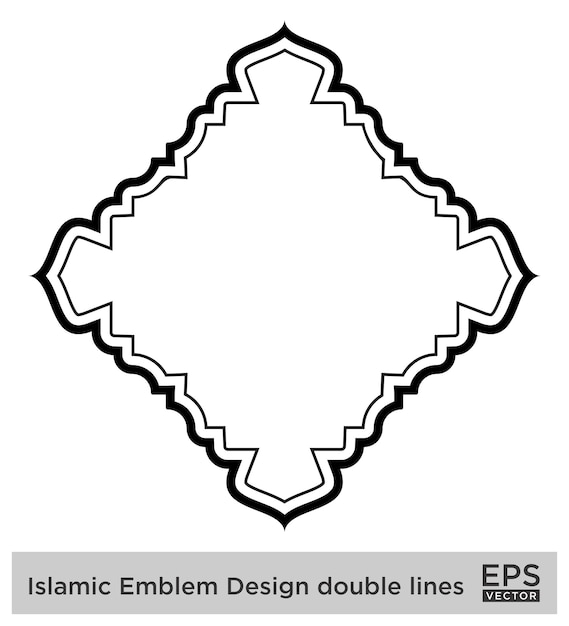 Vecteur amblème islamique design lignes doubles silhouettes de traits noirs design pictogramme symbole illustration visuelle