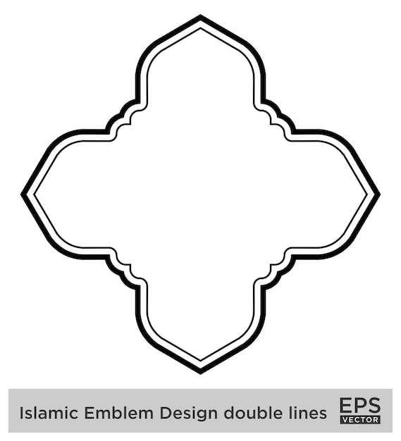 Vecteur amblème islamique design lignes doubles silhouettes de traits noirs design pictogramme symbole illustration visuelle