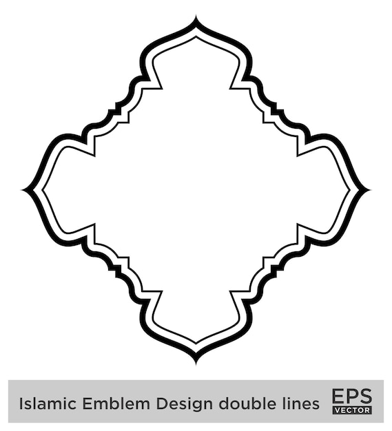 Amblème Islamique Design Lignes Doubles Silhouettes De Traits Noirs Design Pictogramme Symbole Illustration Visuelle