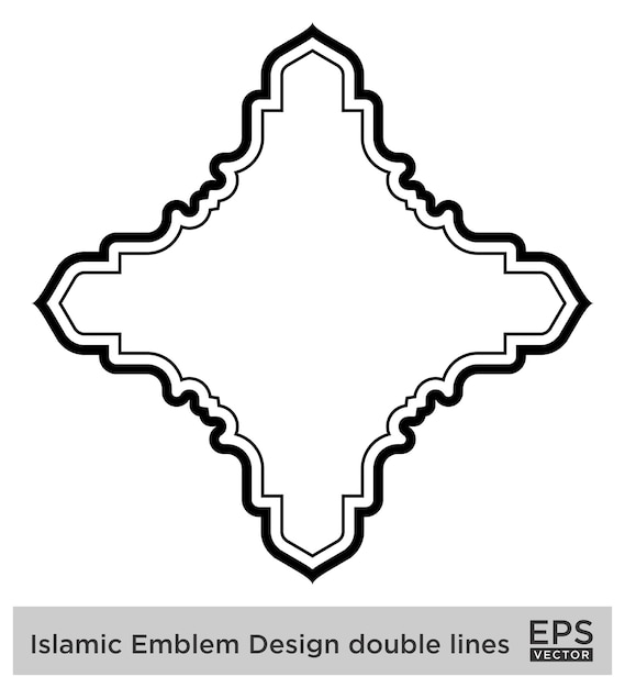 Vecteur amblème islamique design lignes doubles silhouettes de traits noirs design pictogramme symbole illustration visuelle