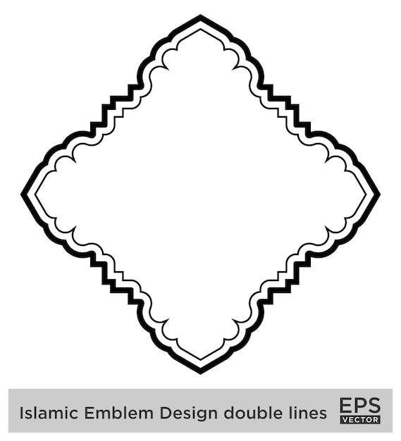 Amblème islamique Design lignes doubles silhouettes de traits noirs Design pictogramme symbole illustration visuelle