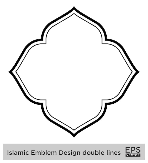 Vecteur amblème islamique design lignes doubles silhouettes de traits noirs design pictogramme symbole illustration visuelle