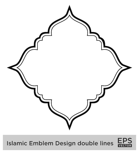 Vecteur amblème islamique design lignes doubles silhouettes de traits noirs design pictogramme symbole illustration visuelle