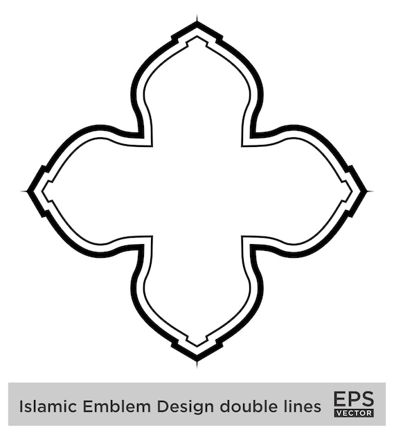 Amblème islamique Design lignes doubles silhouettes de traits noirs Design pictogramme symbole illustration visuelle