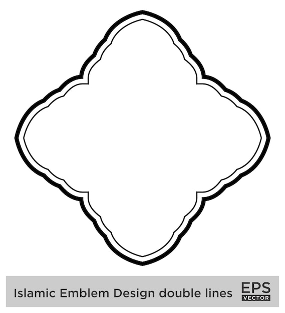 Amblème Islamique Design Lignes Doubles Silhouettes De Traits Noirs Design Pictogramme Symbole Illustration Visuelle