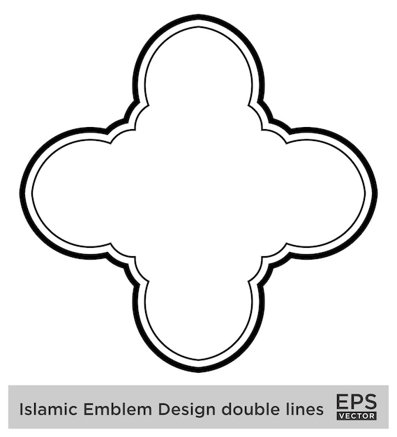 Vecteur amblème islamique design lignes doubles silhouettes de traits noirs design pictogramme symbole visuel