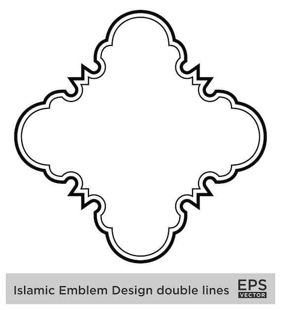 Vecteur amblème islamique design lignes doubles silhouettes de traits noirs design pictogramme symbole visuel