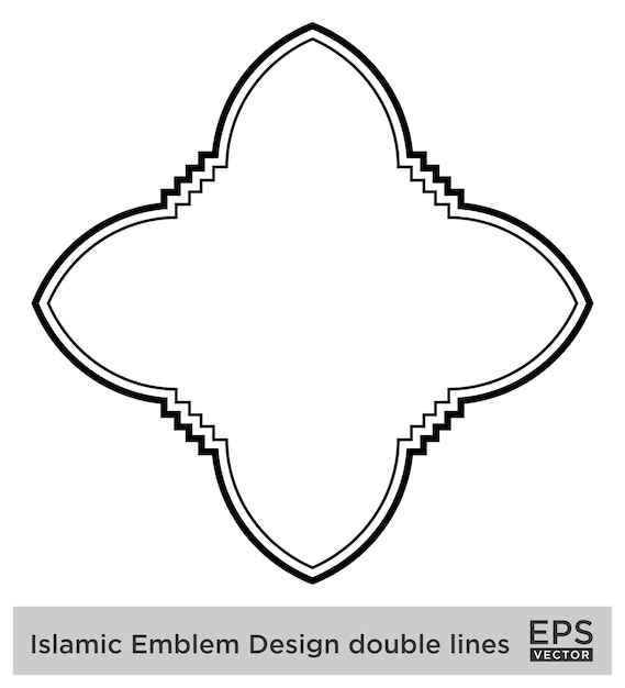 Vecteur amblème islamique design lignes doubles silhouettes de traits noirs design pictogramme symbole visuel