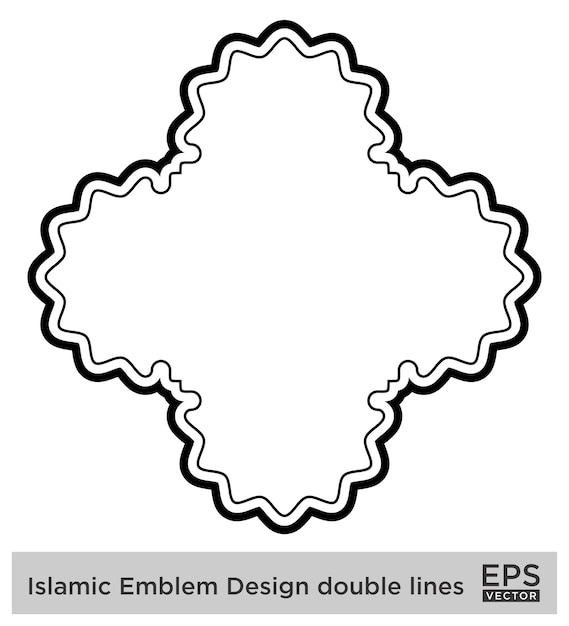 Vecteur amblème islamique design lignes doubles silhouettes de traits noirs design pictogramme symbole visuel