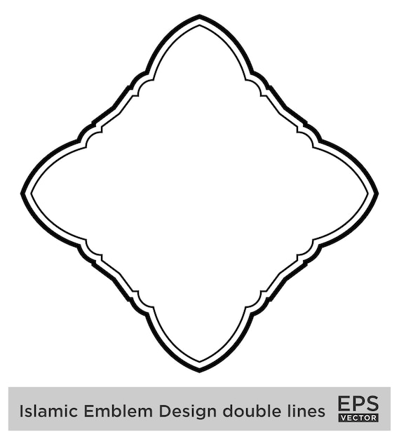 Vecteur amblème islamique design lignes doubles silhouettes de traits noirs design pictogramme symbole visuel