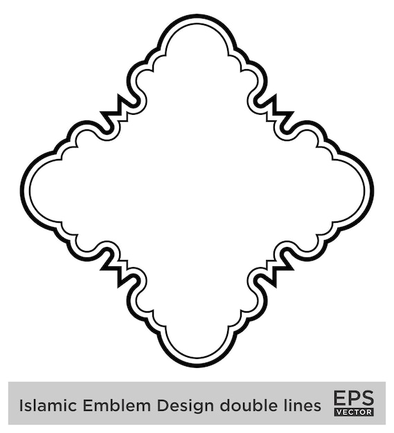 Vecteur amblème islamique design lignes doubles silhouettes de traits noirs design pictogramme symbole visuel