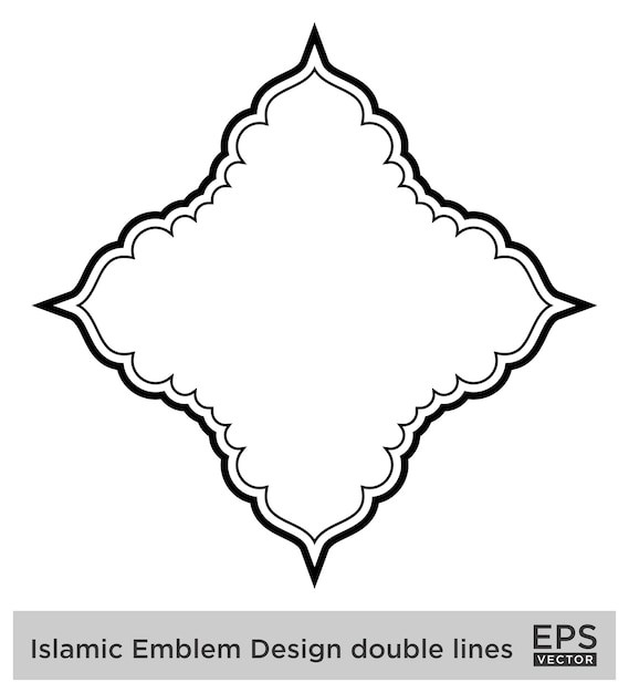 Amblème Islamique Design Lignes Doubles Silhouettes De Traits Noirs Design Pictogramme Symbole Visuel