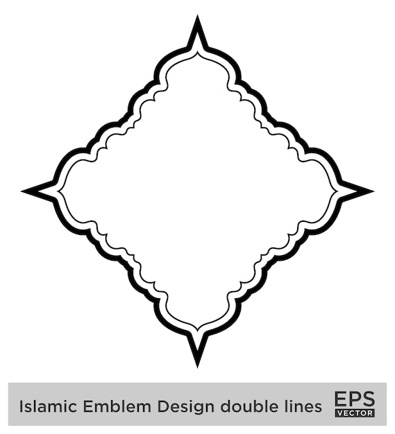 Amblème Islamique Design Lignes Doubles Silhouettes De Traits Noirs Design Pictogramme Symbole Visuel