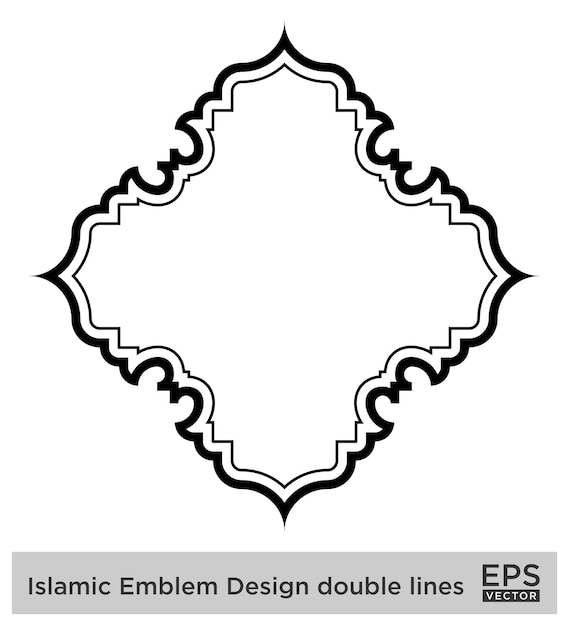 Amblème islamique Design lignes doubles silhouettes de traits noirs Design pictogramme symbole visuel