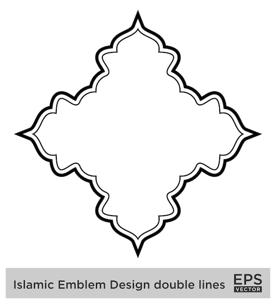 Vecteur amblème islamique design lignes doubles silhouettes de traits noirs design pictogramme symbole visuel