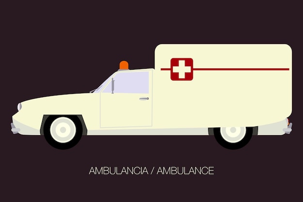 Vecteur ambulance rétro, ambulance de ramassage classique
