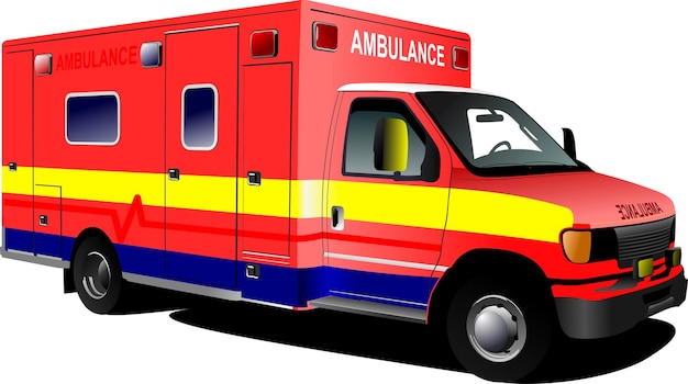 Ambulance Van Moderne Sur Illustration Vectorielle Couleur Blanche