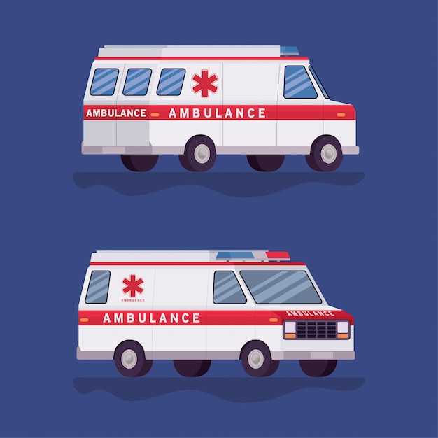 Ambulances voitures paramédicales vue latérale conception
