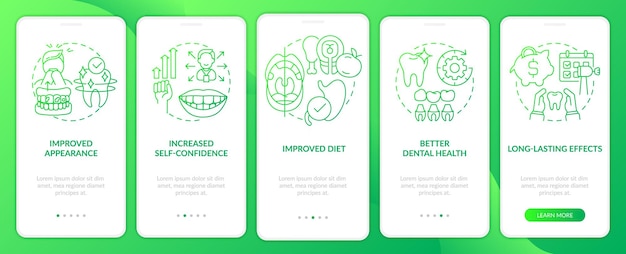 L'amélioration Des Dents Bénéficie De L'écran De L'application Mobile D'intégration Du Dégradé Vert