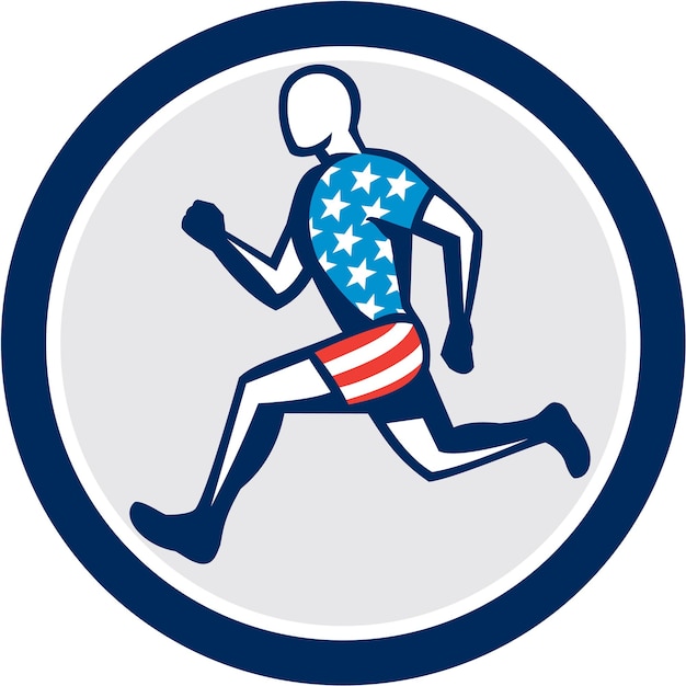 American Sprinter Runner Courir Vue Latérale Rétro