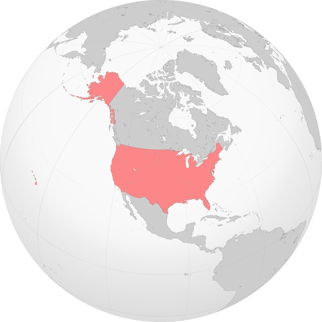 Vecteur amérique du nord avec carte des etats-unis sur le globe