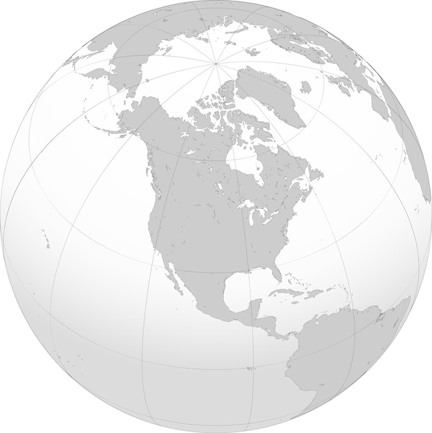 Vecteur l'amérique du nord est un continent entièrement dans l'hémisphère nord et presque tout dans l'hémisphère occidental