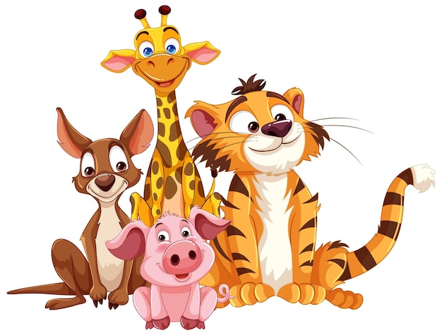 Vecteur les amis des animaux de safari des dessins animés