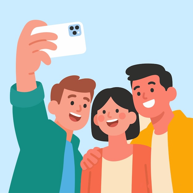Amis plats prenant selfie ensemble