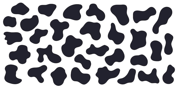 Amoeba blob forme abstraite organique Ensemble de formes amorphes liquides collection de silhouettes noir et blanc de taches fluides