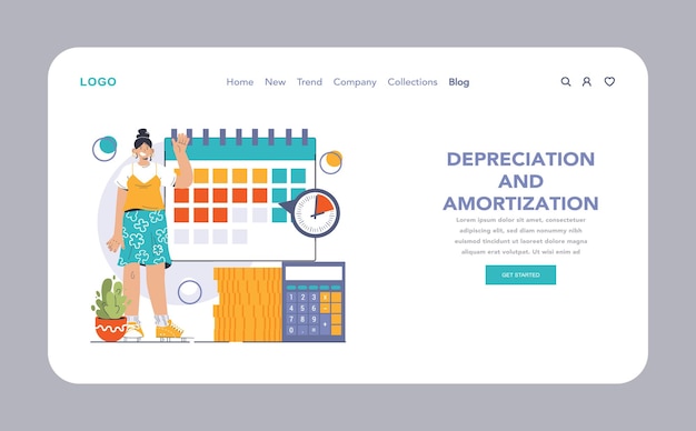 Amortissement et amortissement réseau ou atterrissage calculant la valeur des actifs de l'entreprise au fil du temps