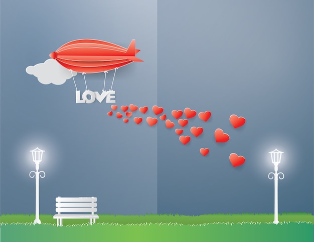 Amour De Ballon Rouge Sur Le Ciel Bleu