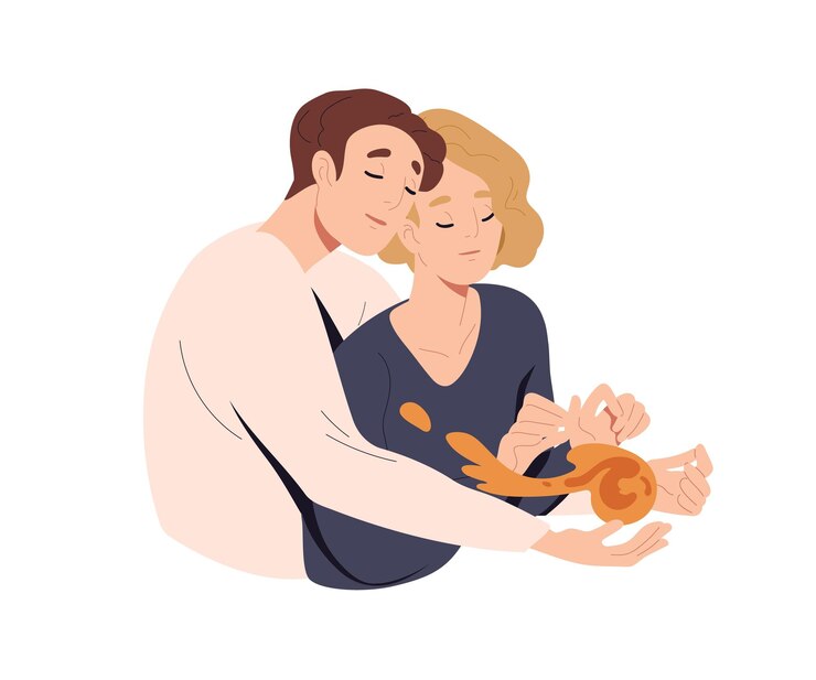 Vecteur amour couple d'homme et de femme dans des relations amoureuses. concept de passion et d'intimité. les partenaires bien-aimés s'embrassent et se soucient des relations ensemble. illustration vectorielle plane isolée sur fond blanc.