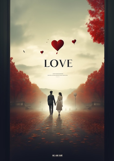 Vecteur l'amour dans une affiche de film