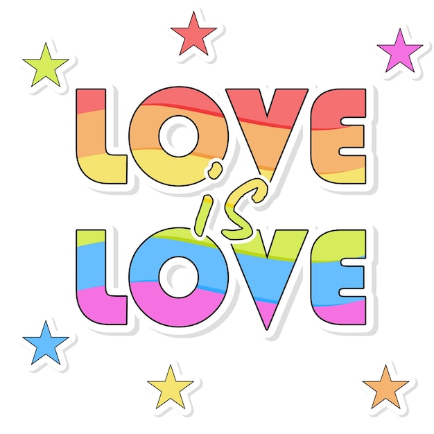L'amour est l'amour, les mots arc-en-ciel, les étoiles. LGBT