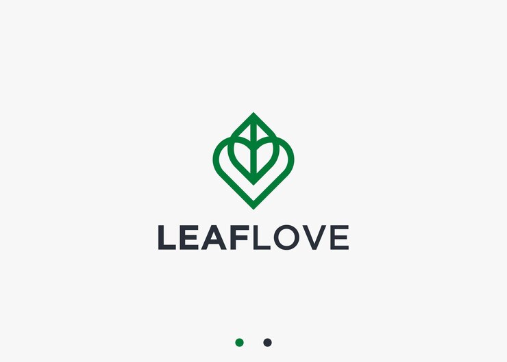Vecteur l'amour avec les feuilles logo design vectoriel silhouette illustration