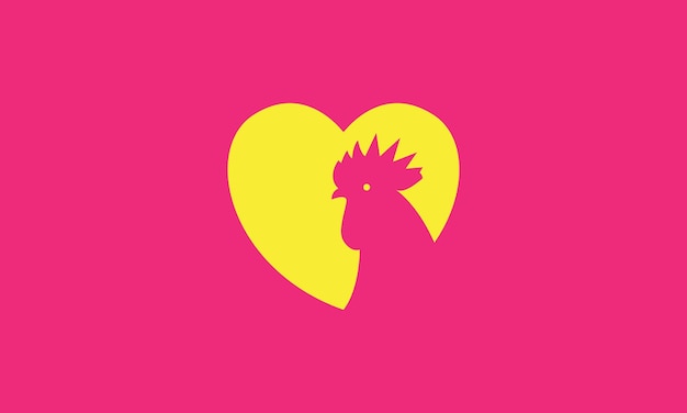 Amour Avec Illustration De Symbole D'icône De Vecteur De Conception De Logo De Forme De Coq