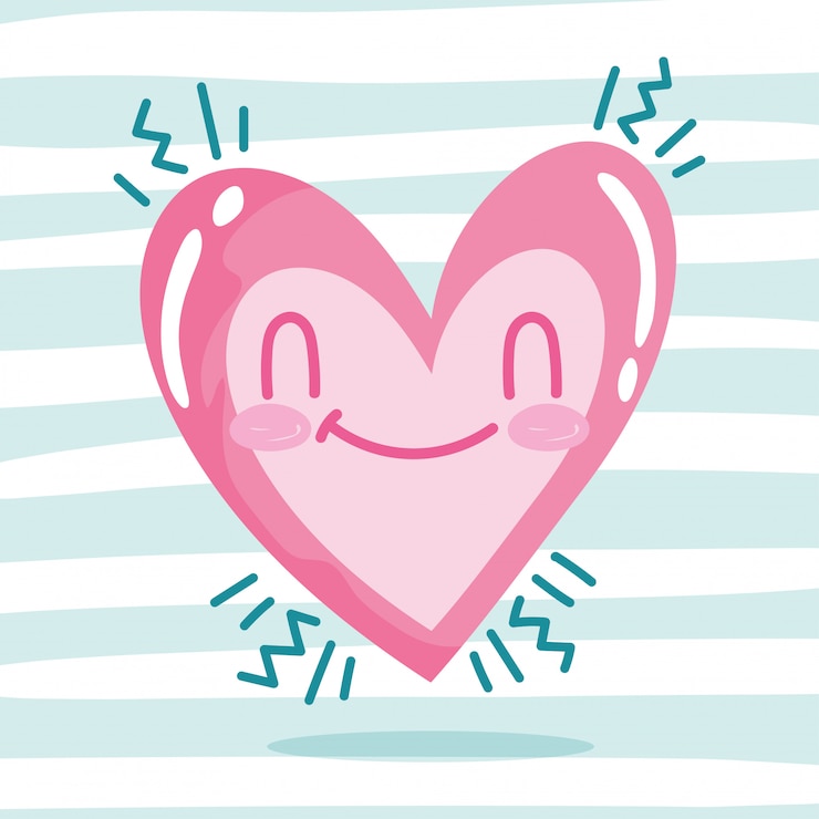 Vecteur amour romantique coeur heureux dessin animé rayures fond design