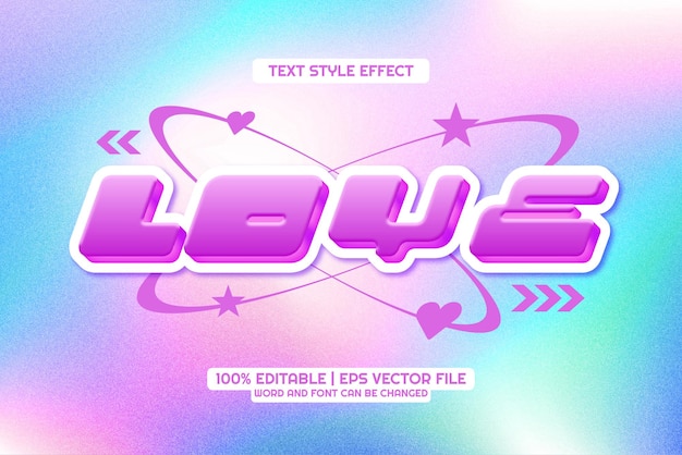 L'amour Y2K dessin animé 3D Effet de texte modifiable