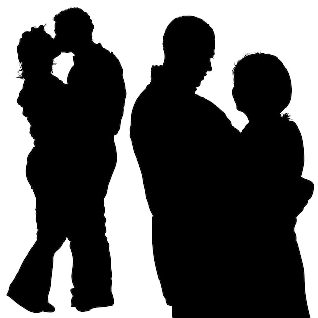 Amoureux romantiques silhouettés