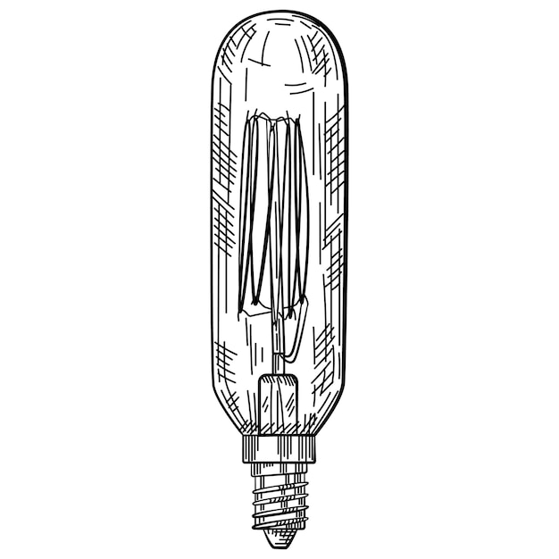 Vecteur ampoule dessinée à la main dans un style vintage gravé croquis de lampe électrique