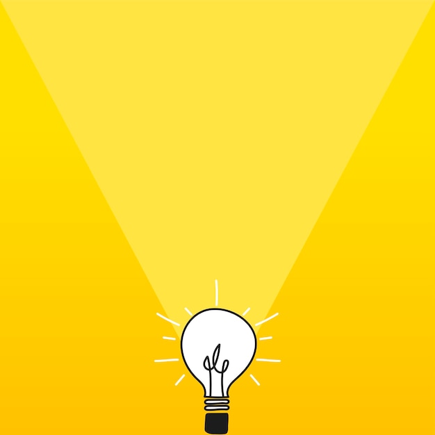 Ampoule éclairée sur fond jaune Concept d'idée innovante qui se démarque par sa créativité et son leadership Illustration vectorielle