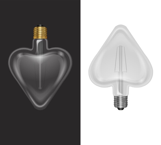 Ampoule En Forme De Coeur Réaliste Dans Une Lampe De Style Rétro