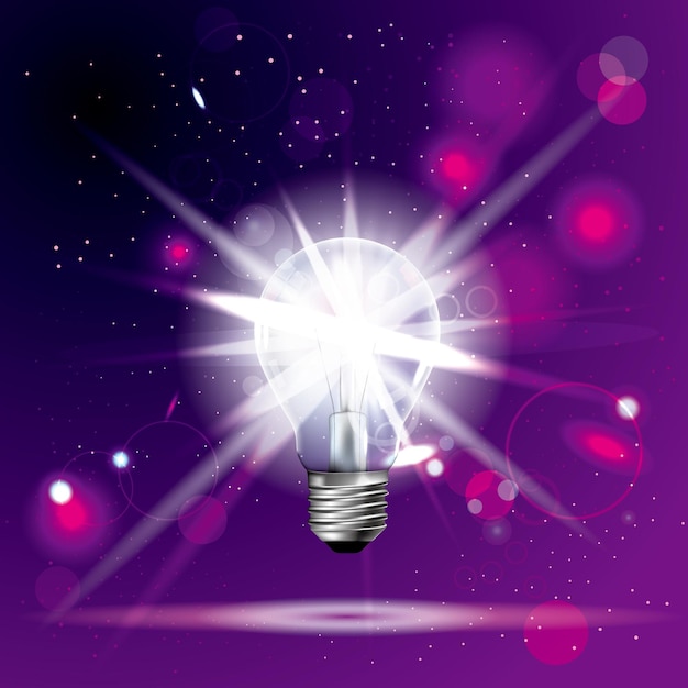 Ampoule rougeoyante, le fond est violet.