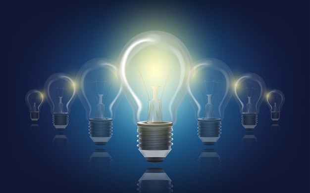 Ampoules Idée concept Ampoule incandescente de leadership
